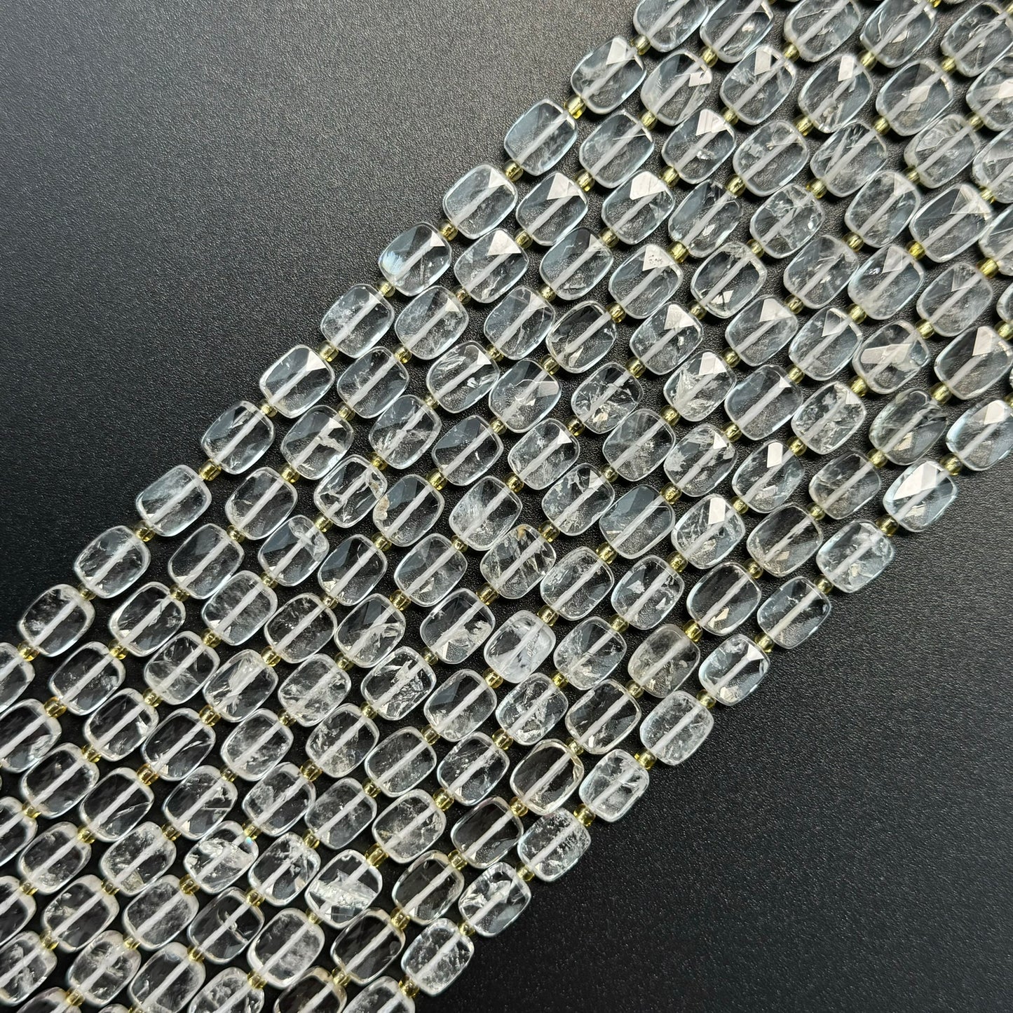 Clear Quartz Rectangular Faceted Cushion Cut 10xÂ8 mm Beads image 5