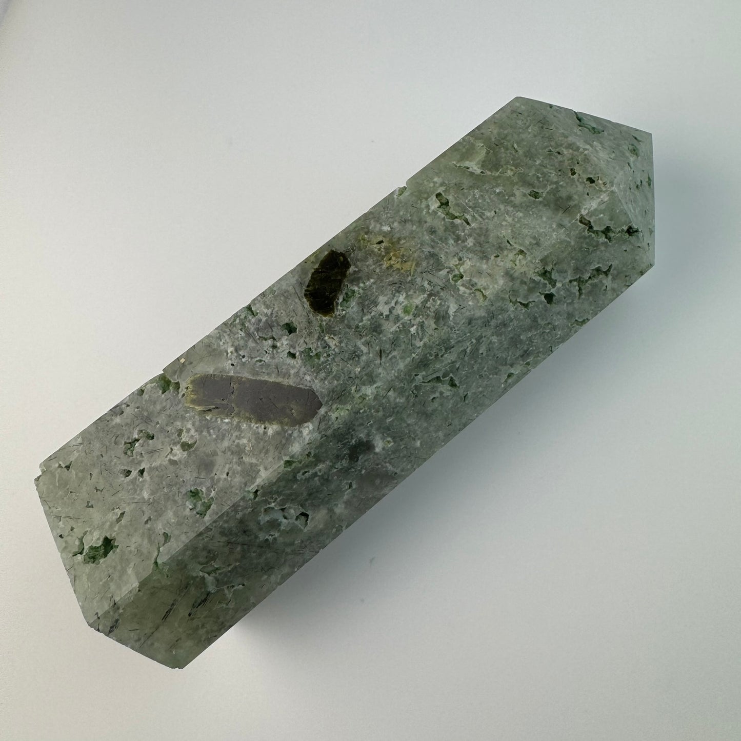 Prehnite Tower with Druzy and Epidote image 0