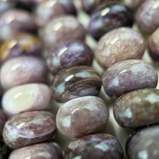 Rondelle Polished Charoite Beads - (AA Quality)