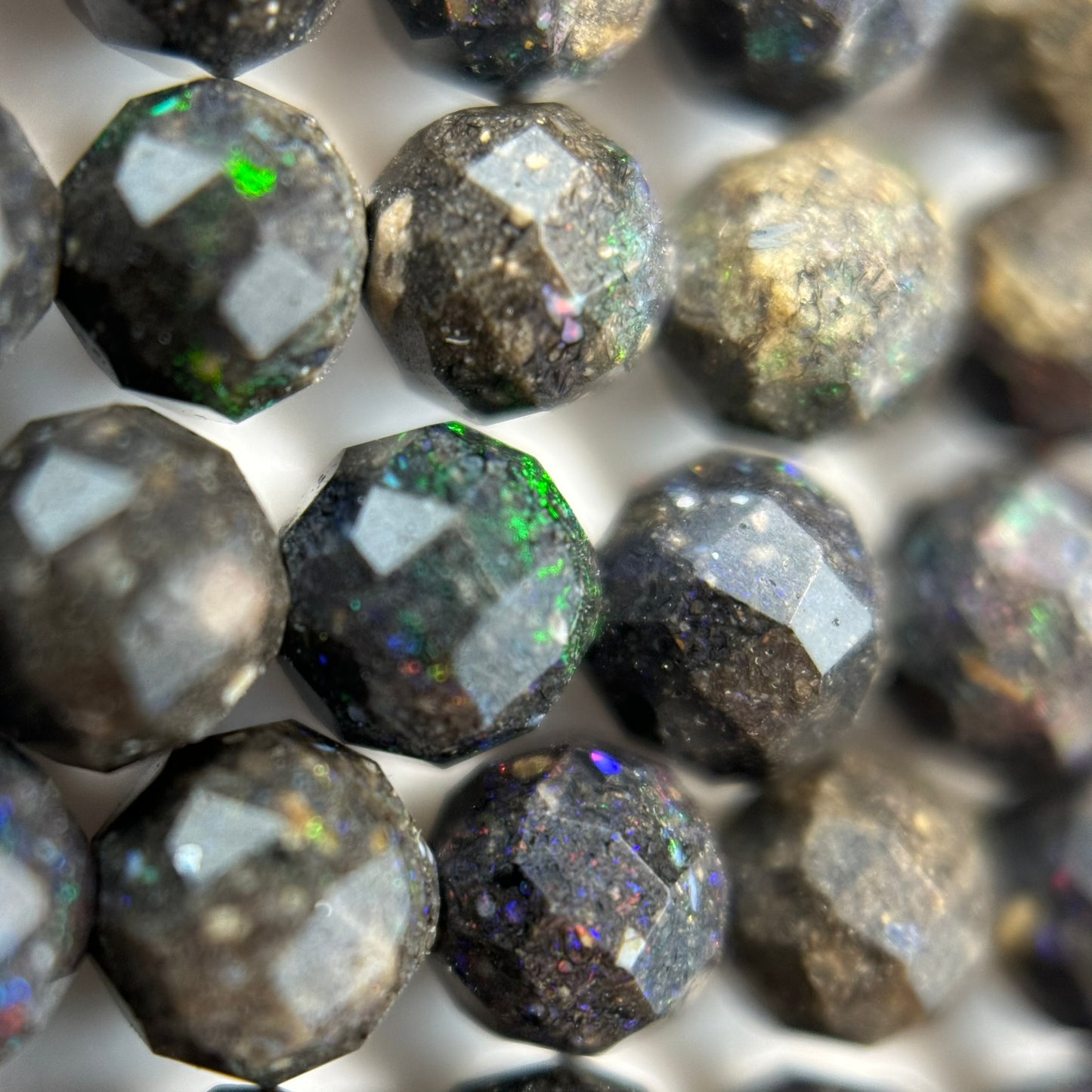 Black Opal Faceted Round Beads image 2