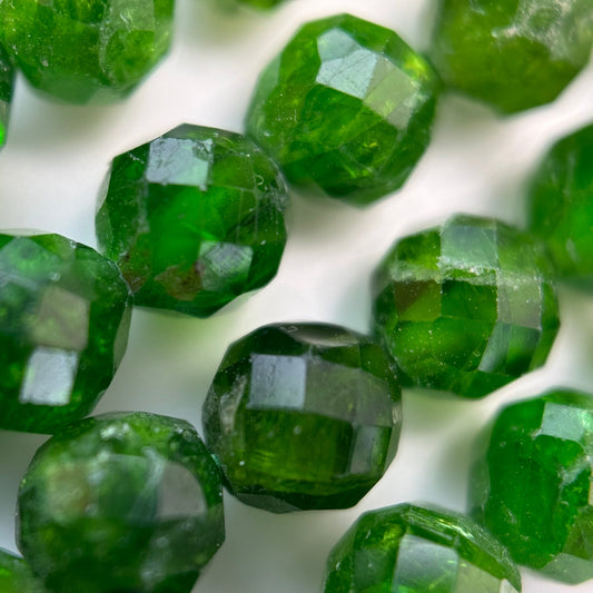 Diopside Faceted Beads - Round Shape - (AA Quality)