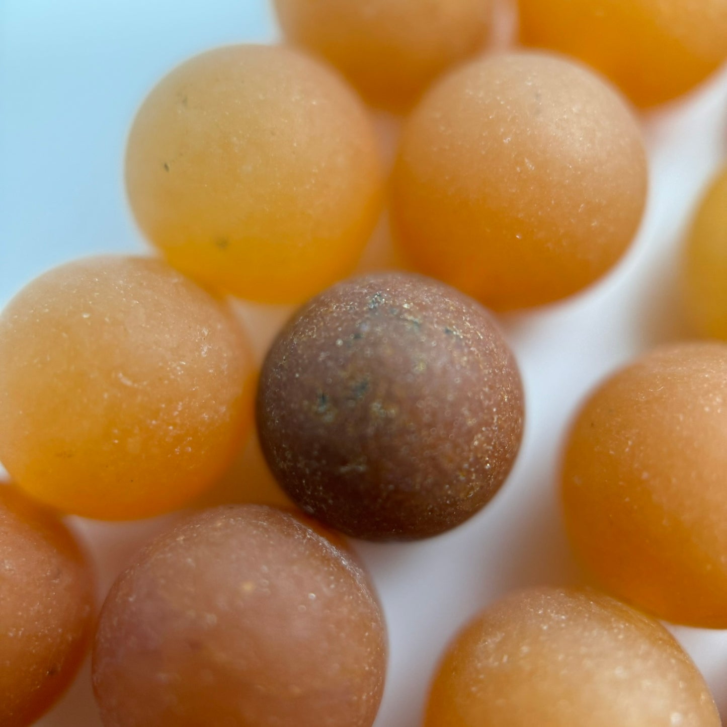 Orange Aventurine Quartz Frosted Round Beads image 1