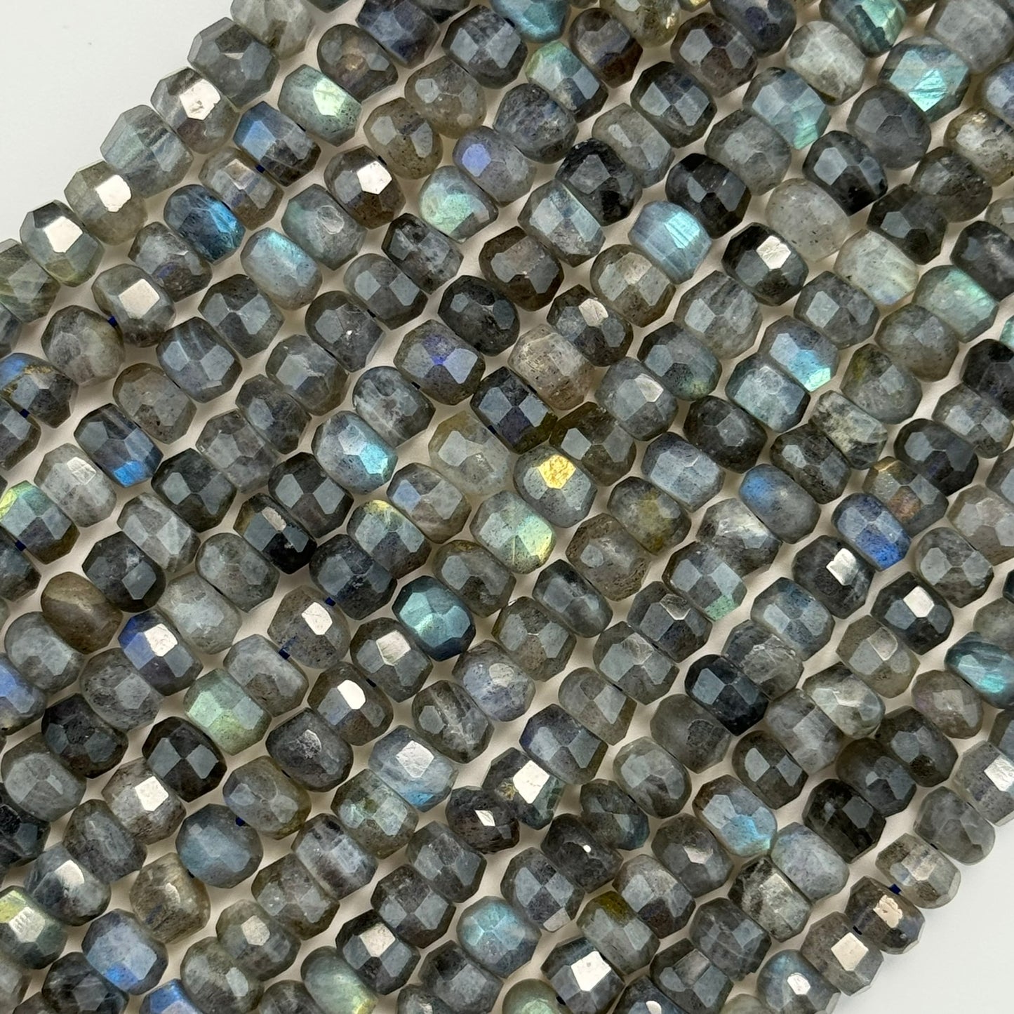 Labradorite Single Cut Faceted Rondelle Beads (High Quality) image 4