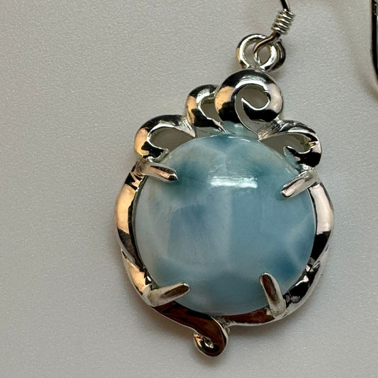 Handmade Larimar 925 Sterling Silver Earrings