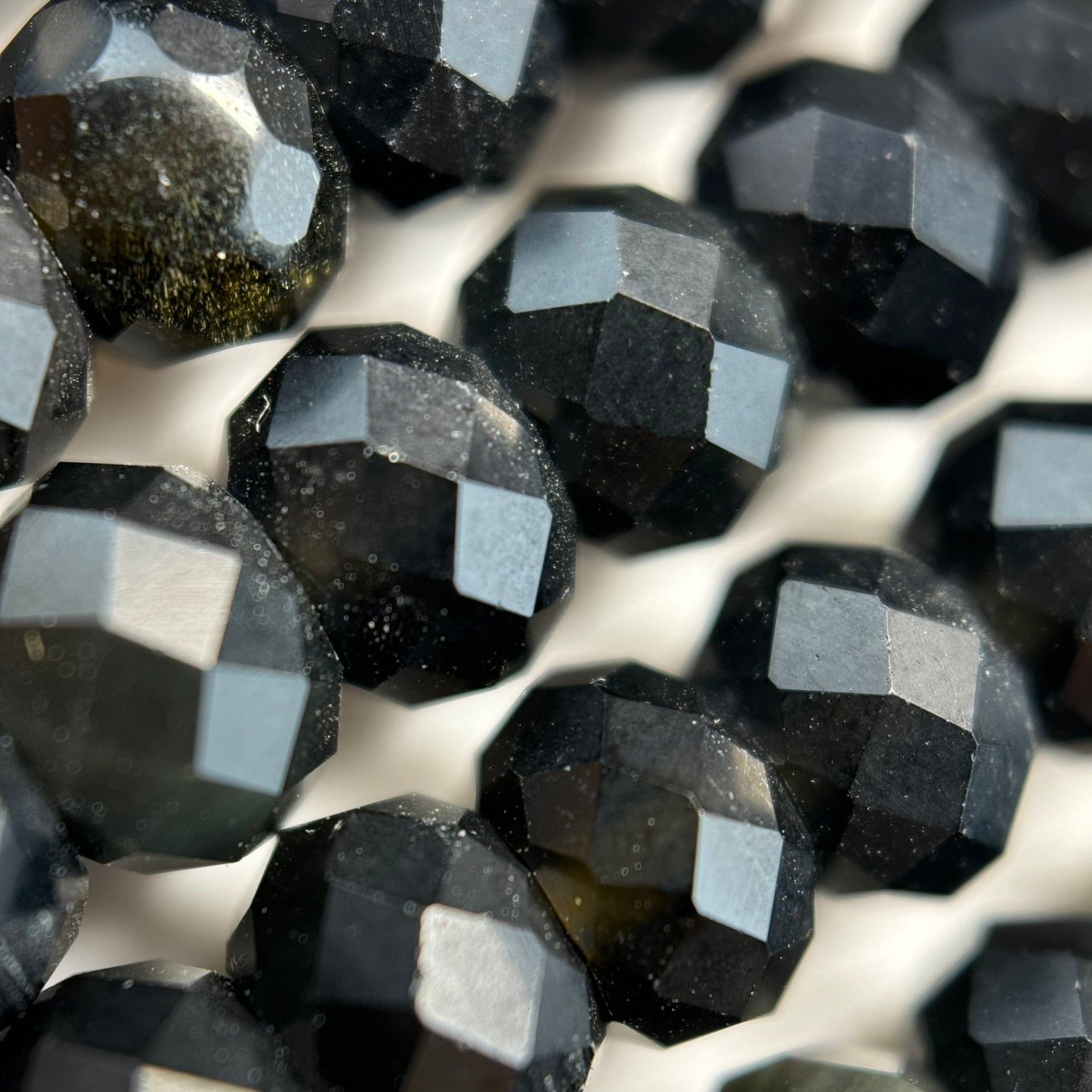 Obsidian Faceted Rondelle Beads image 1