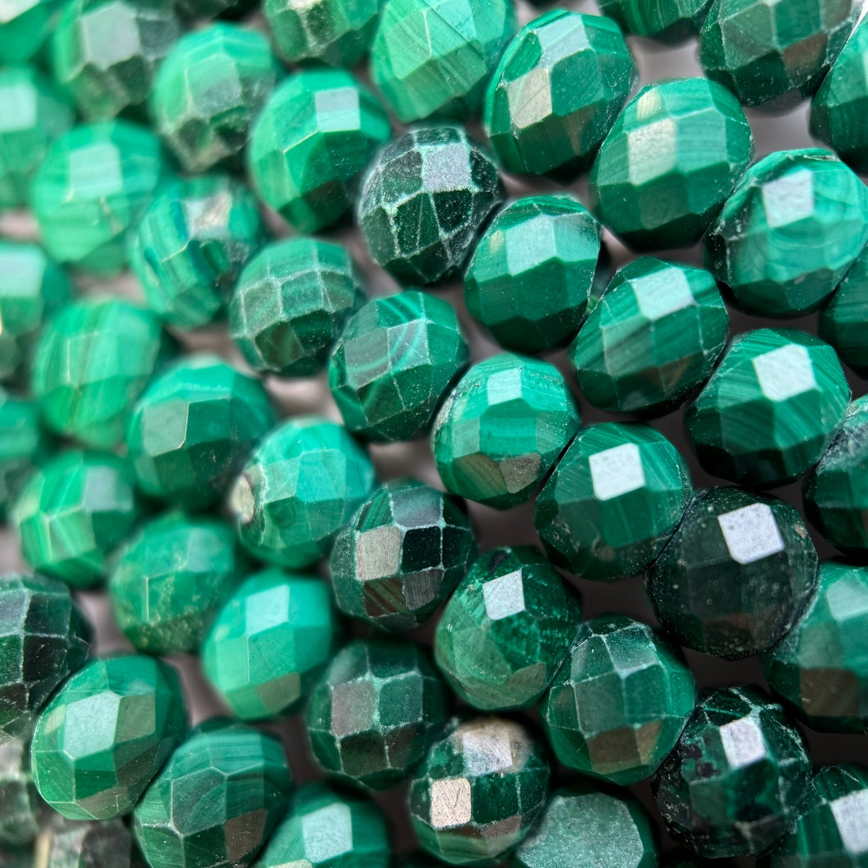 Malachite Faceted Rondelle Beads image 4