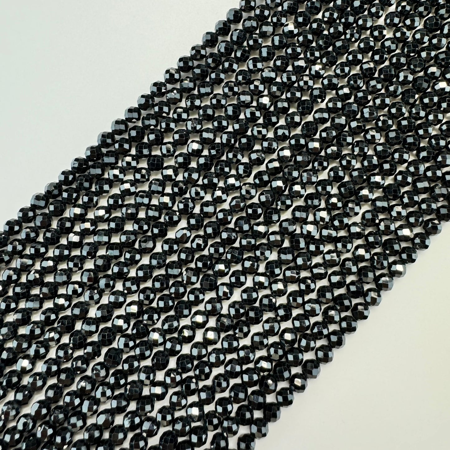 Black Spinel Faceted Round Beads 2.5-4.5mm image 0