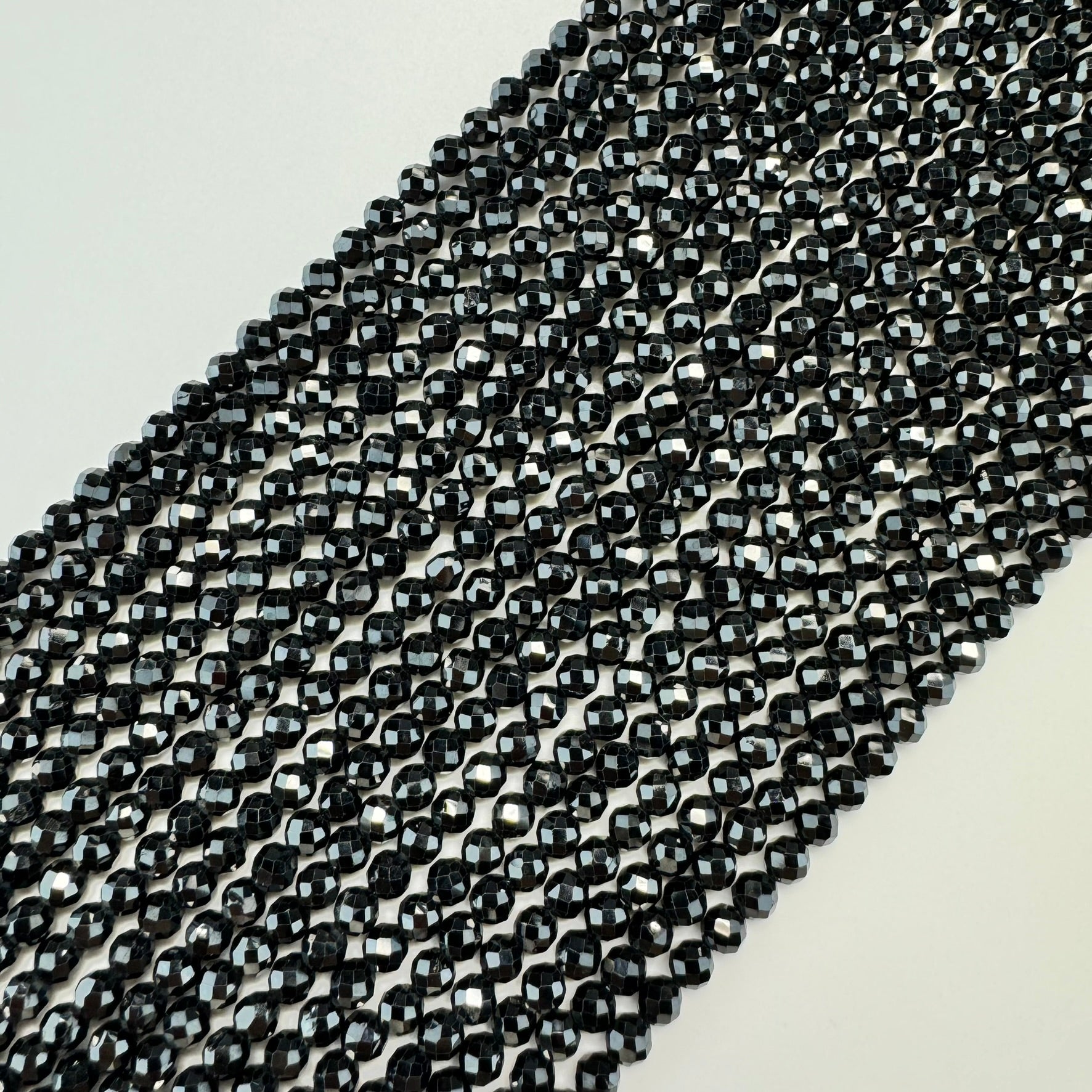 Black Spinel Faceted Round Beads 2.5-4.5mm image 0