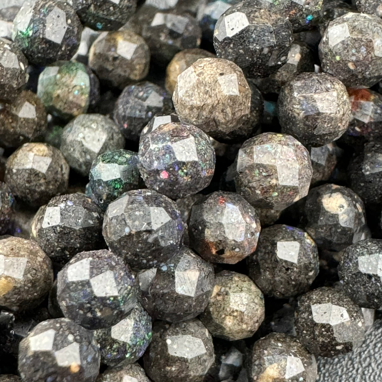 Black Opal Faceted Round Beads image 8