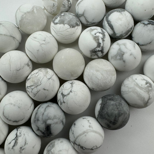 Howlite Frosted Finish Round Shape Gemstone Beads (A Quality)