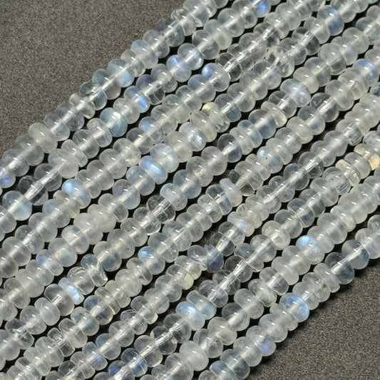 Moonstone Rondelle Polished Beads - (AAAA+ Quality)
