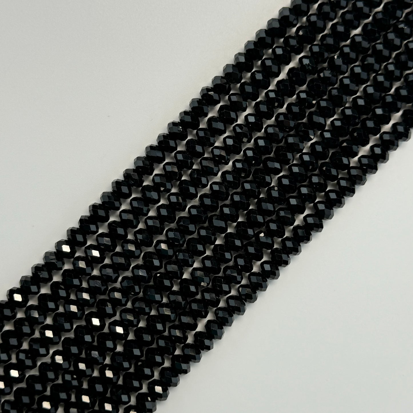 Black Spinel Faceted Rondelle Beads image 0