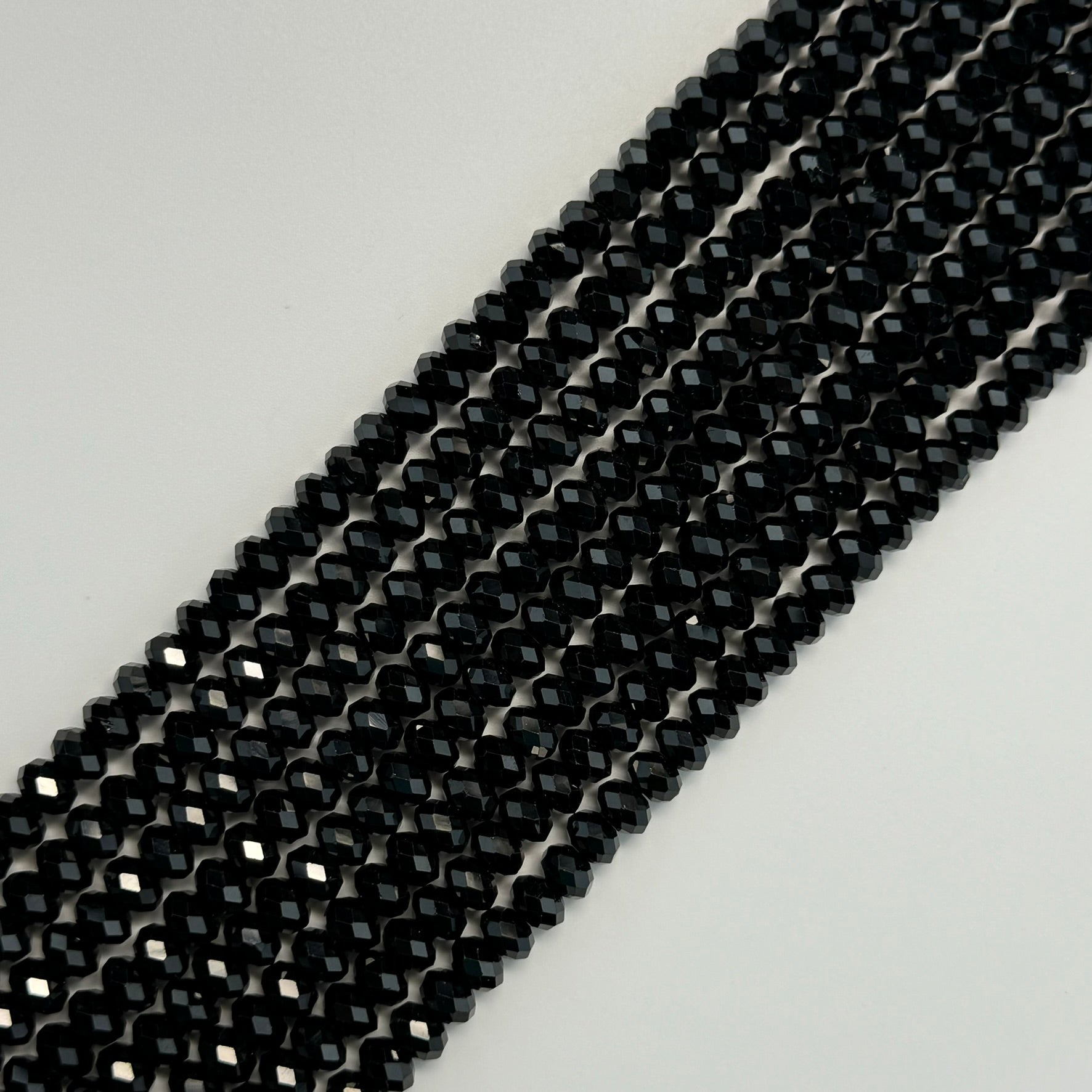 Black Spinel Faceted Rondelle Beads image 0