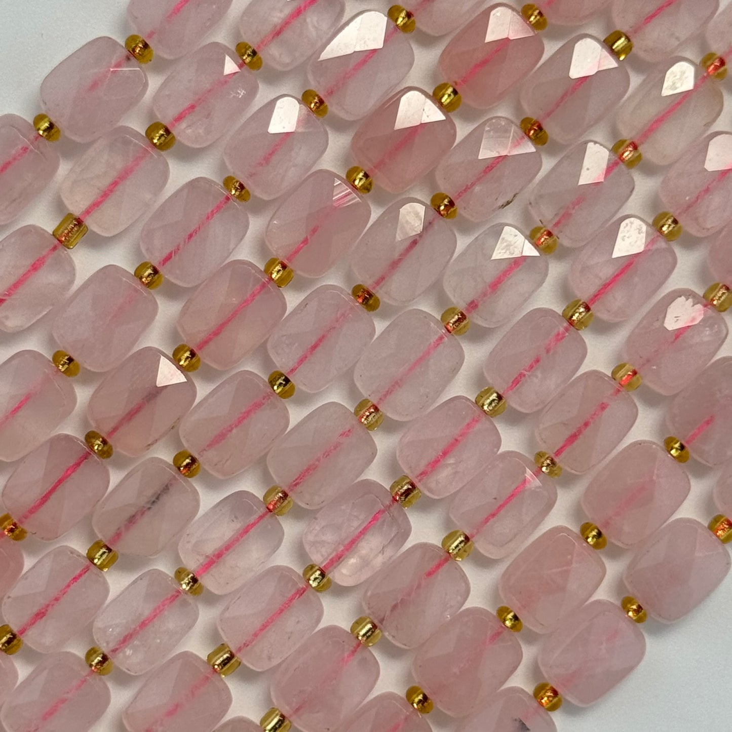 Rose Quartz Rectangular Faceted Cushion Cut 10xÂ8 mm Beads image 4