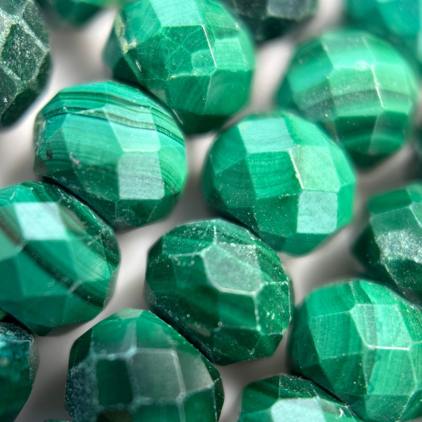 Malachite Faceted Rondelle Beads image 6
