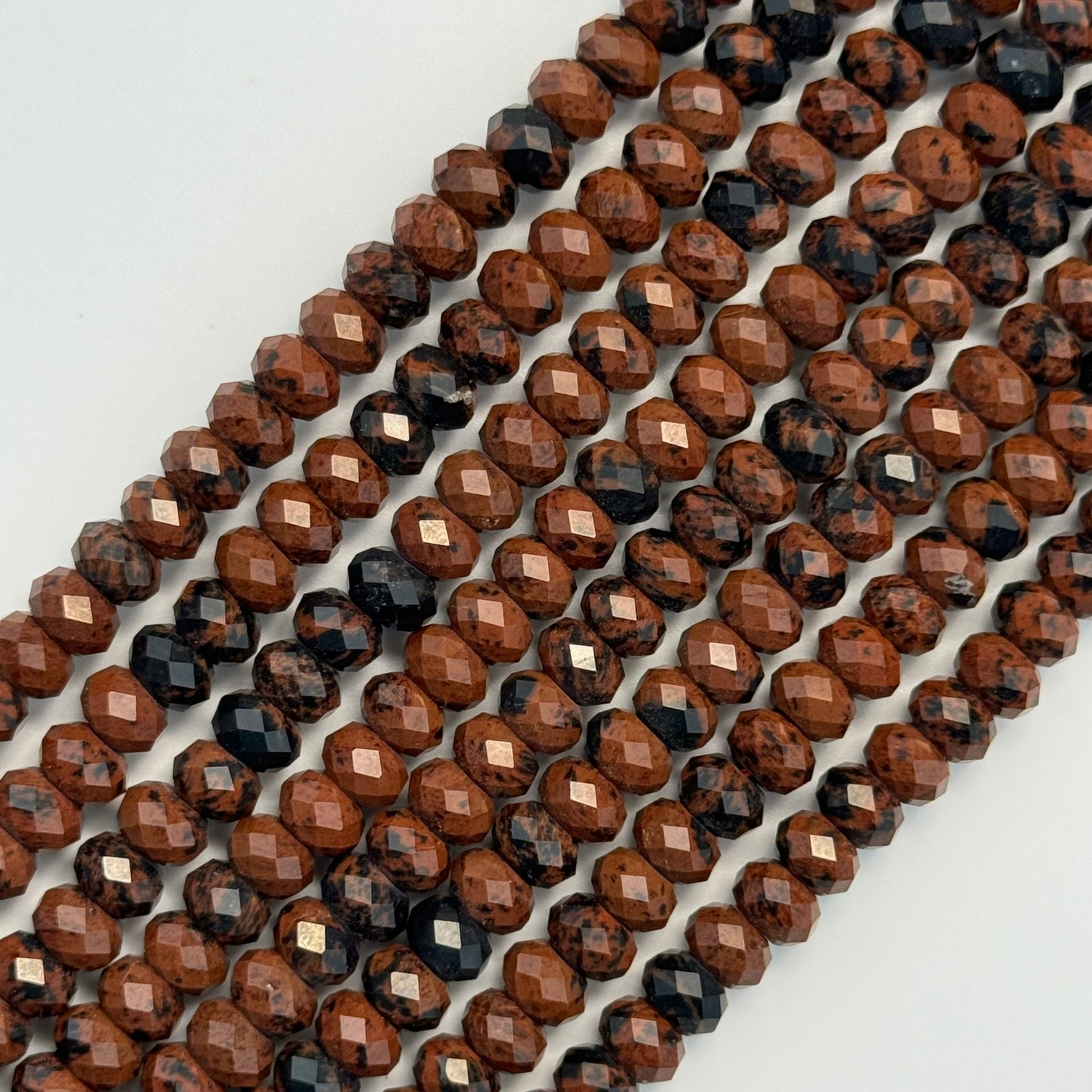 Mohagany Obsidian Faceted Rondelle Beads image 1