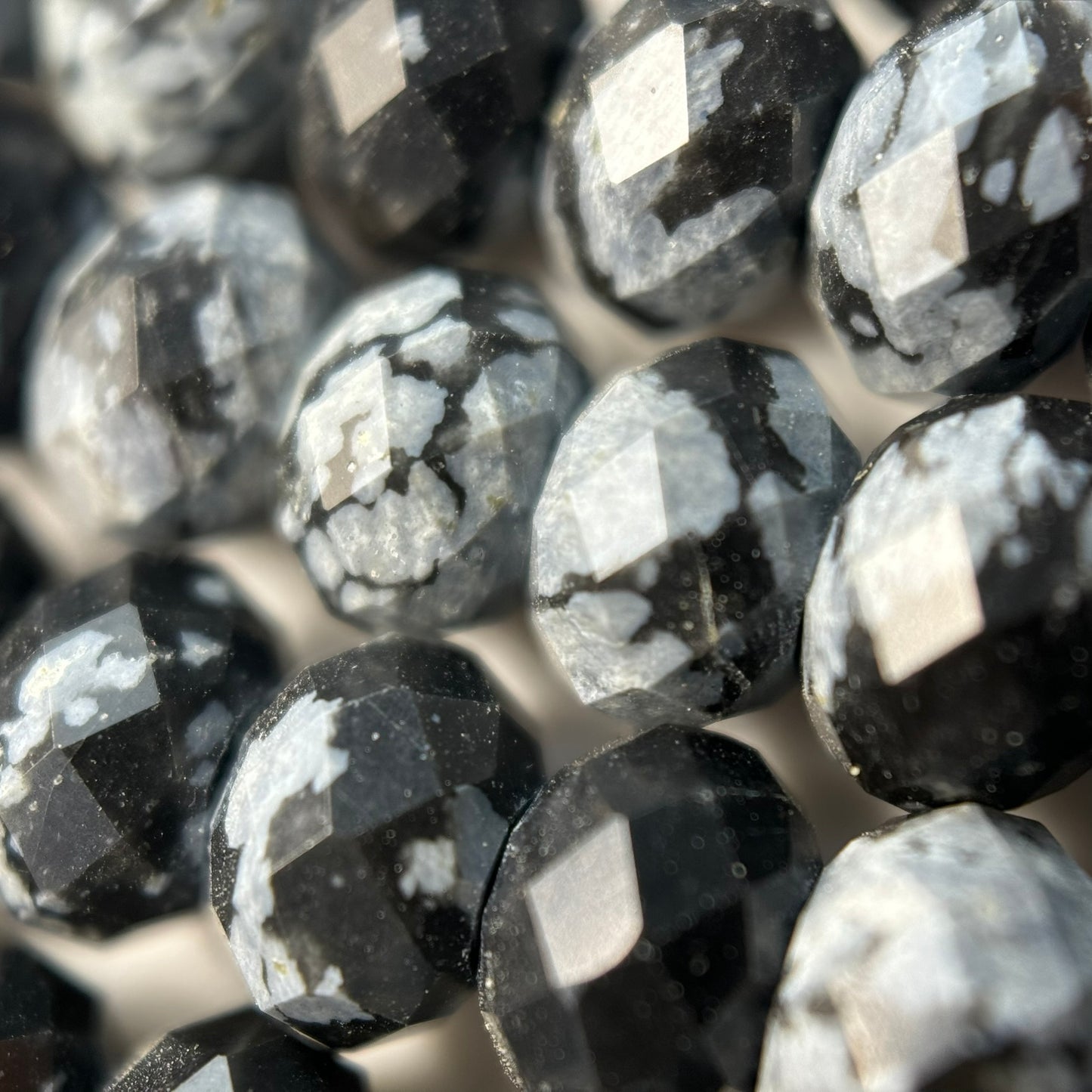 Snowflake Obsidian Faceted Rondelle Beads image 3
