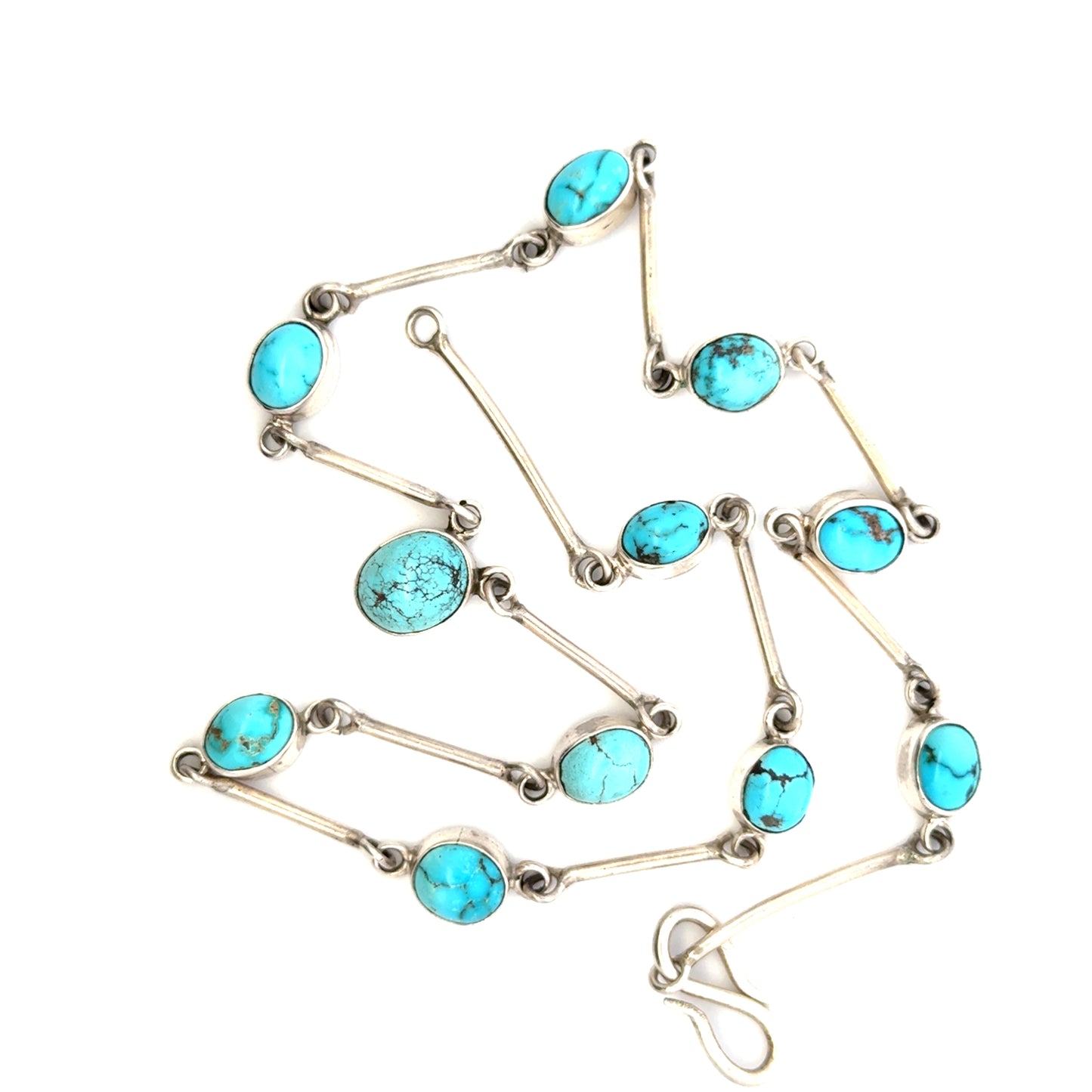Persian Natural Turquoise Necklace – Handmade 925 Sterling Silver Jewelry
