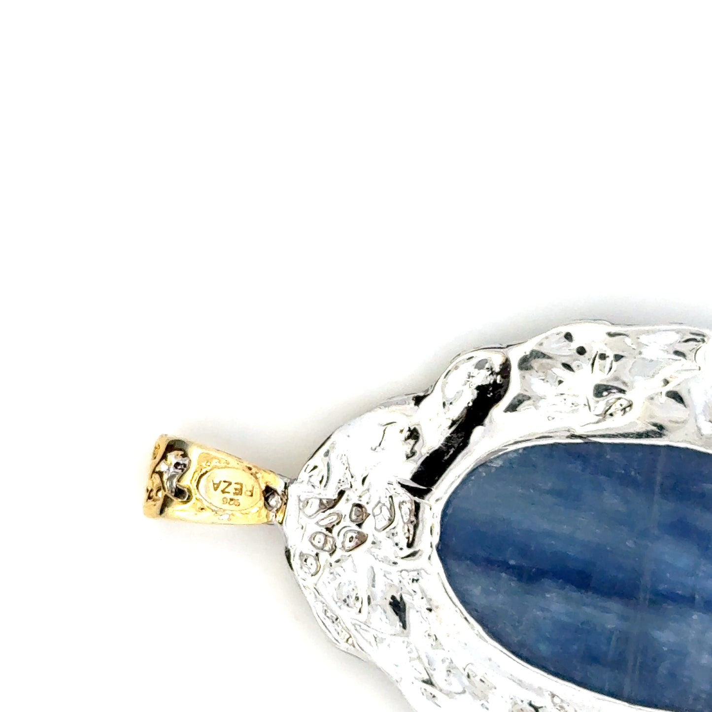 Double-Sided Kyanite Pendant – Handmade 18K Gold & Black Rhodium Plated Design