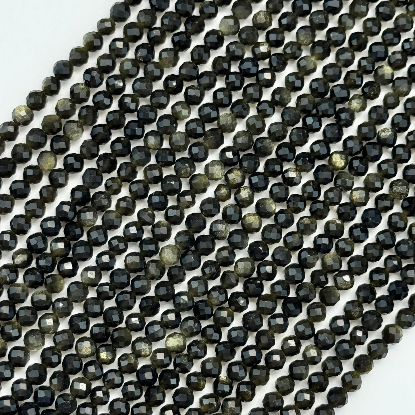 Gold Sheen Obsidian Faceted Round Beads image 0