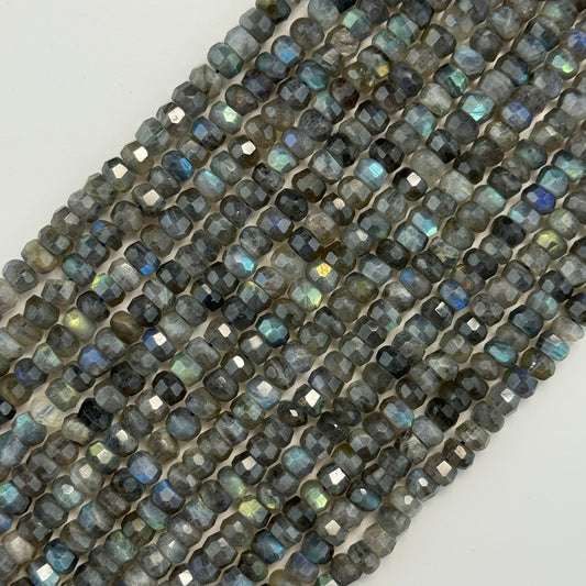 Labradorite Single Cut Faceted Rondelle Beads (High Quality) image 0