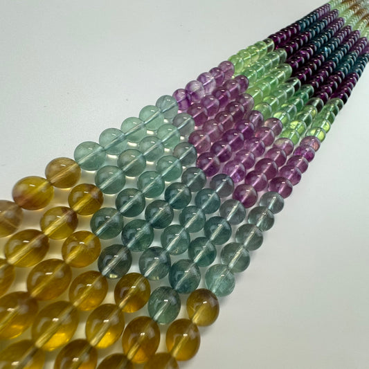 Rainbow Fluorite Beads - Polished Round - (AAA Quality)