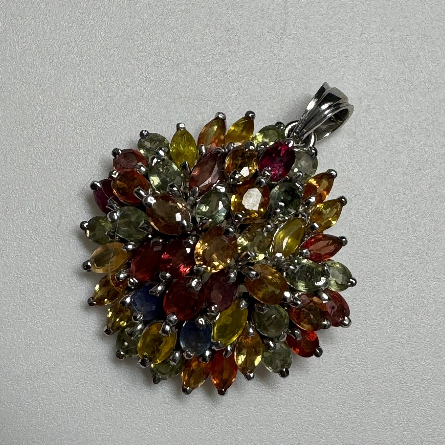 Multicolor Sapphire & Ruby Pendant in 925 Sterling Silver image 6