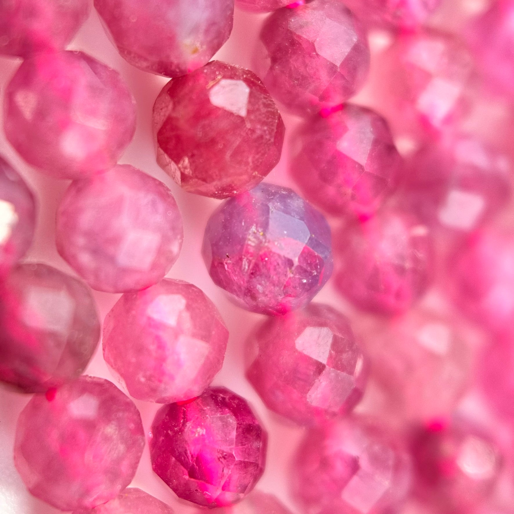 Pink Tourmaline Faceted Round Beads image 4
