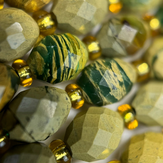 Chrome Chalcedony Beads - Faceted Barrel