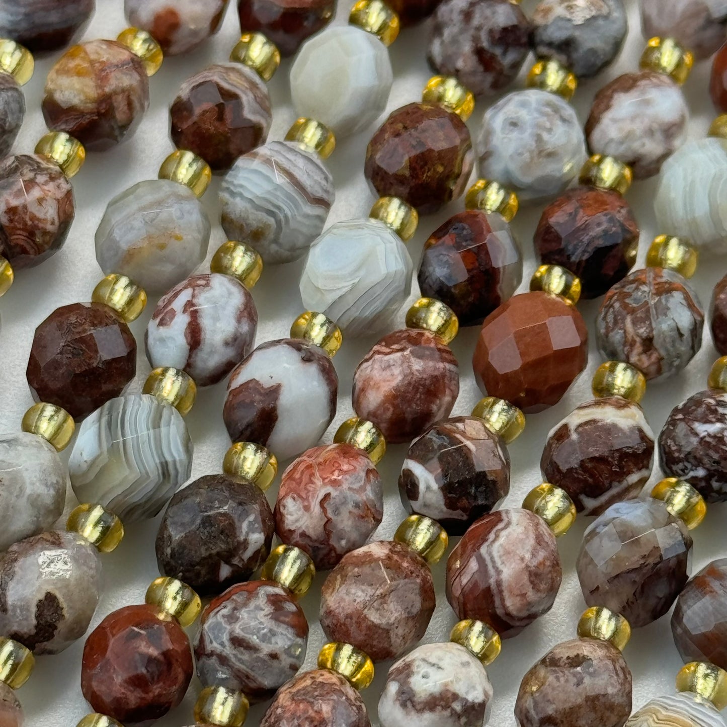 Crazy Lace Agate Faceted Barrel 8 Beads image 10