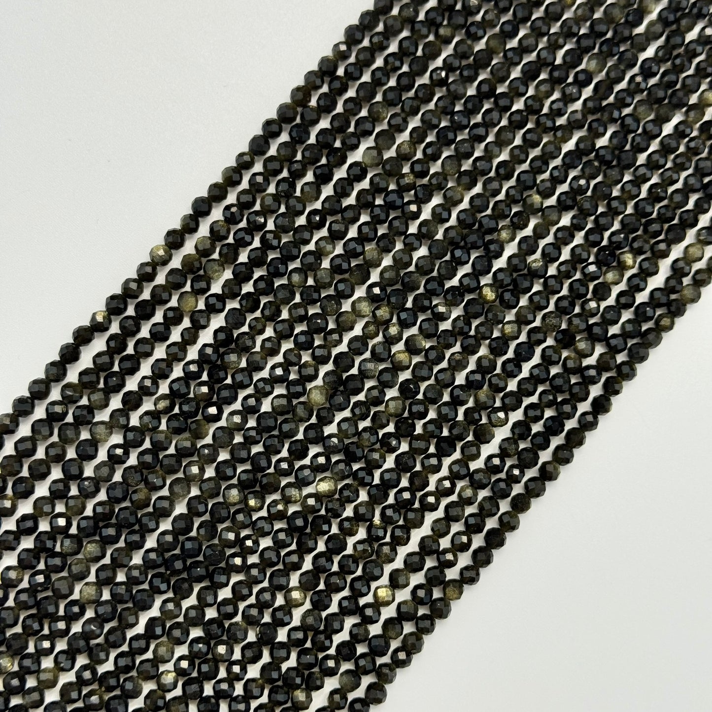 Gold Sheen Obsidian Faceted Round Beads image 3
