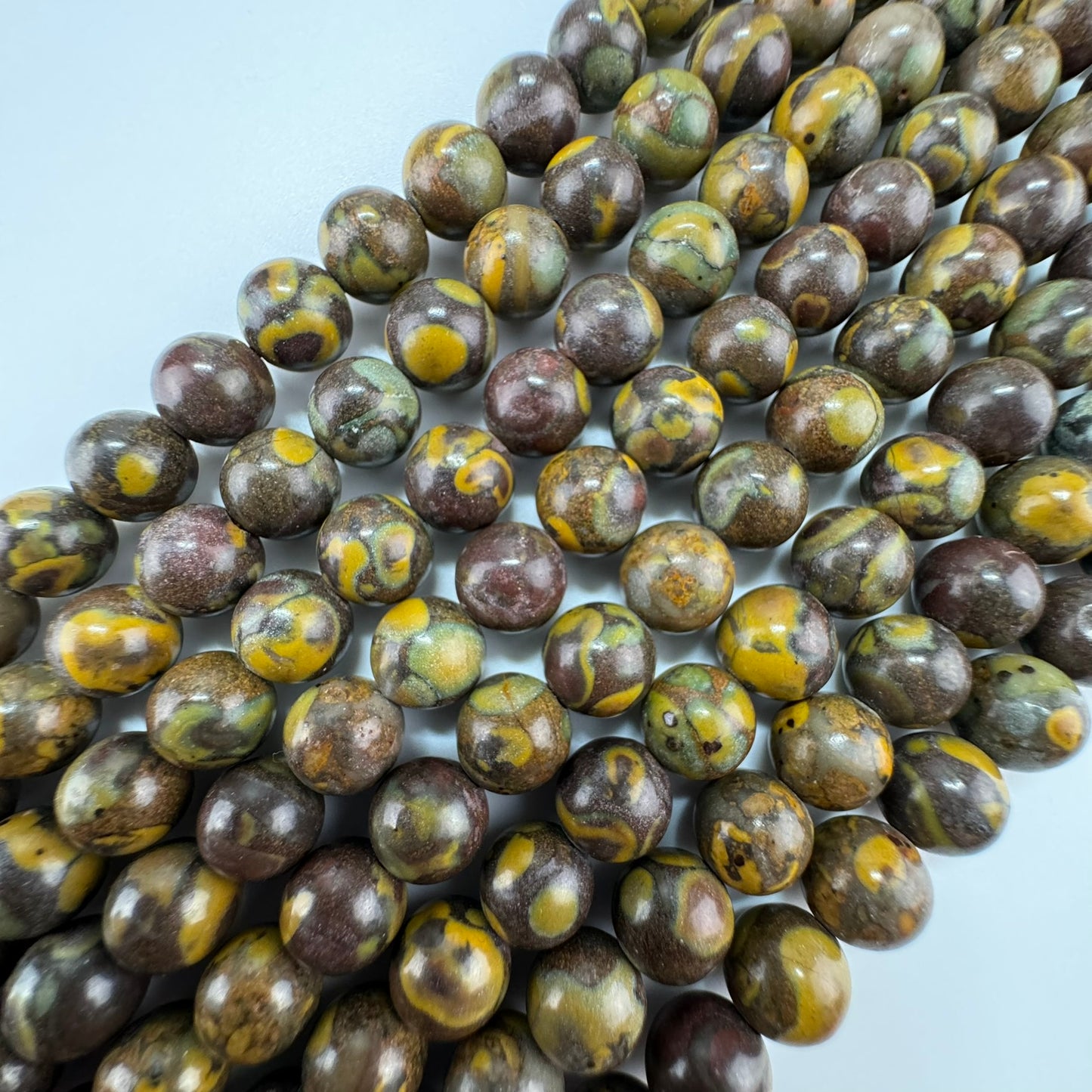 Rainbow Marble Polished Round Beads image 0