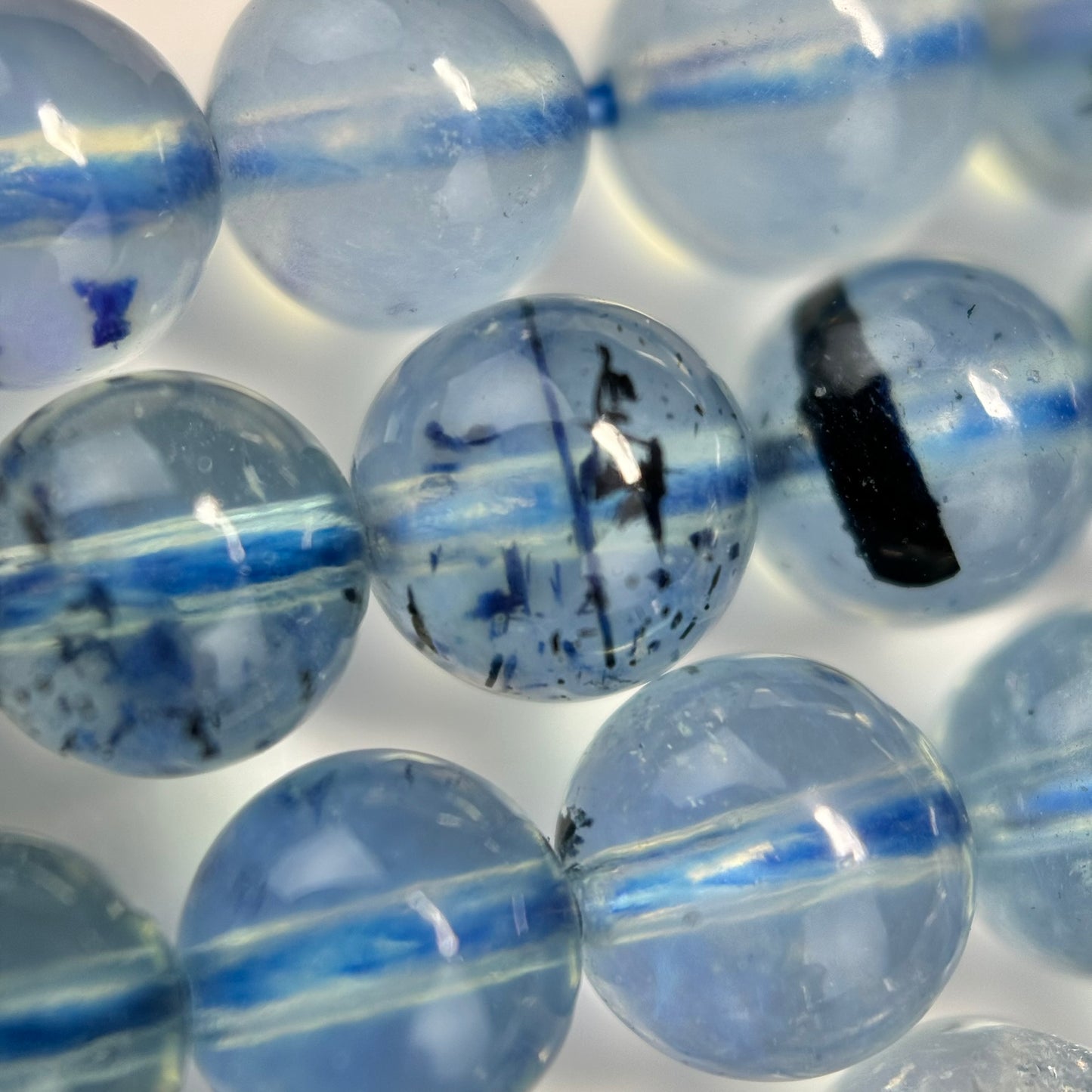 Aquamarine Polished Round Gemstone Beads (6mm) - AAA Quality image 1