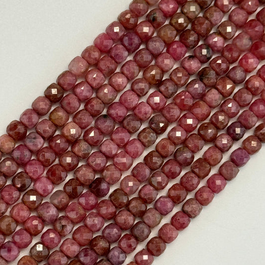 Pink Rhodonite Square Beads - (A Quality)
