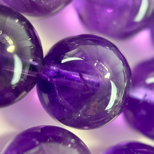 Natural African Amethyst Polished Round Beads