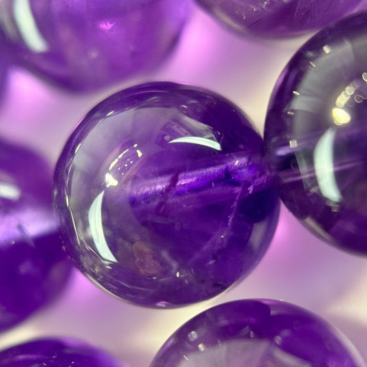 Natural African Amethyst Polished Round Beads