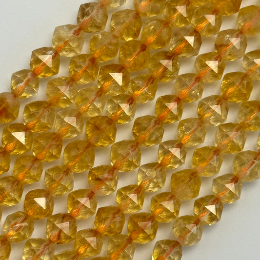 Citrine Faceted Diamond-Cut Beads