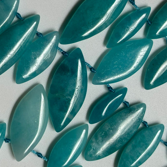 Amazonite Marquise Gemstone Beads - AA Quality (Mixed Size) - Side drilled - (AA Quality)