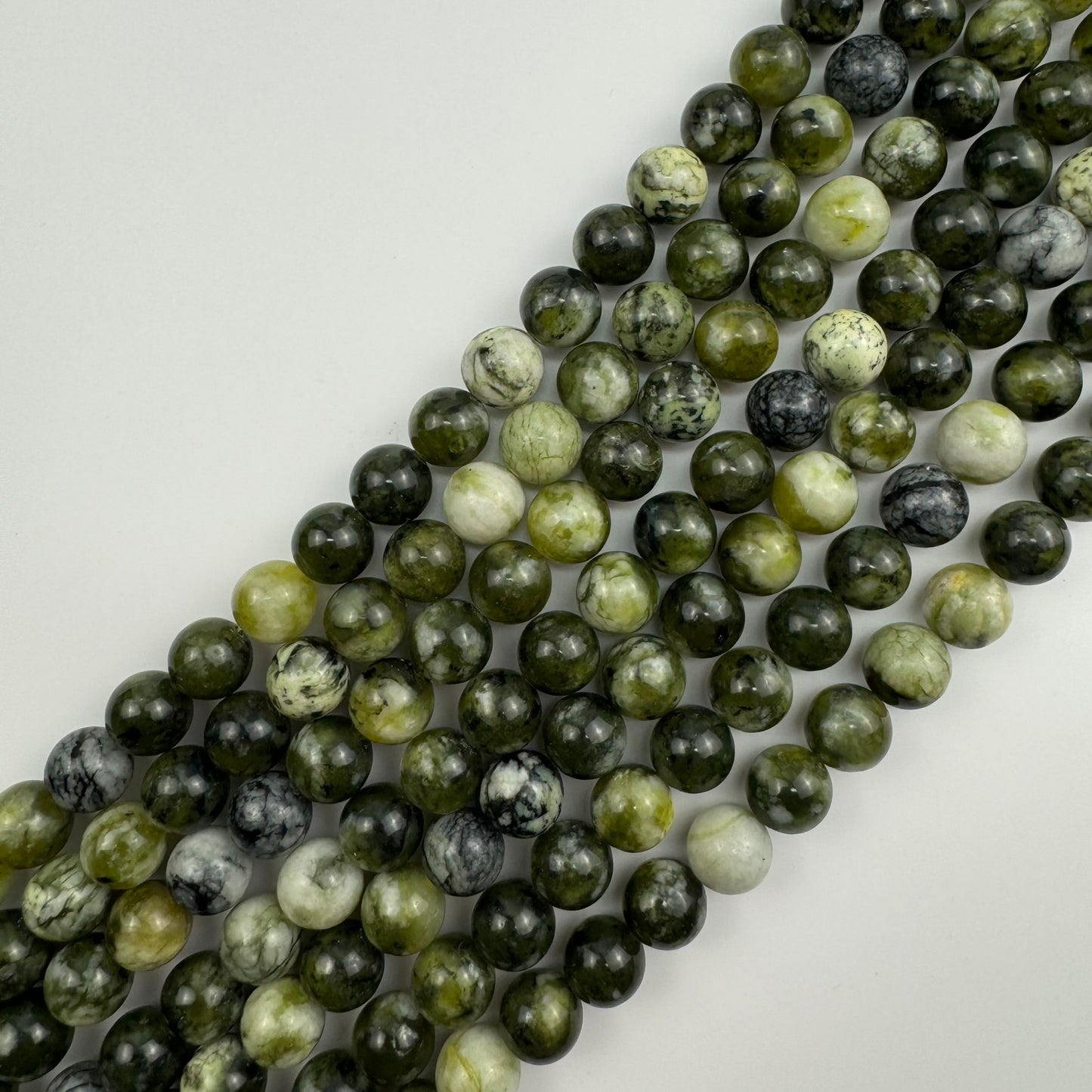 Dendritic Green Serpentine Polished Round Beads image 3