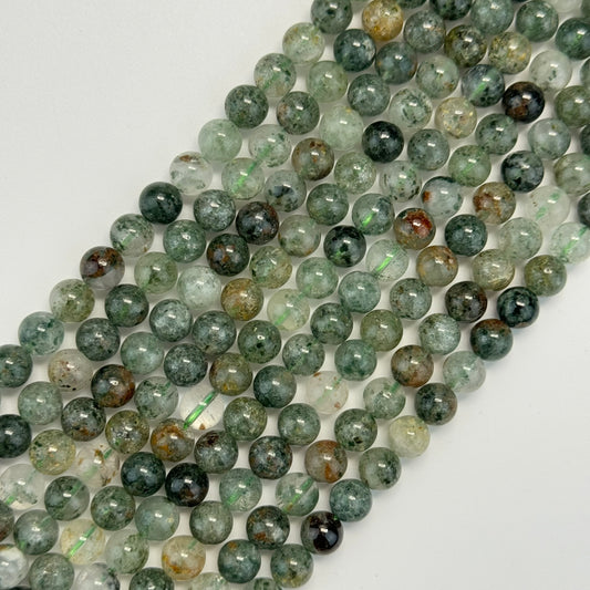 Green Phantom Polished Round Beads