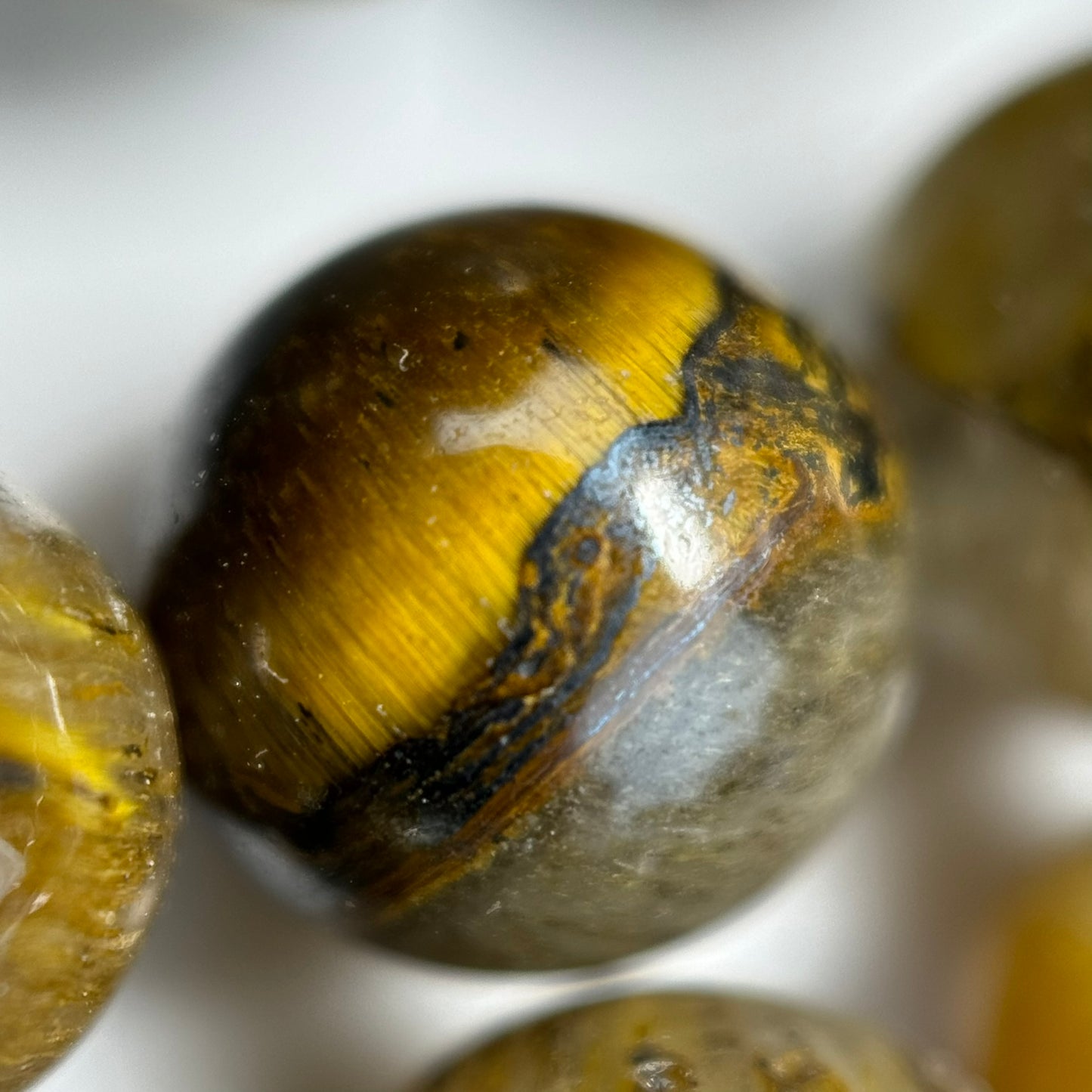 Quartz with Tiger's Eye Polished Round Beads image 5