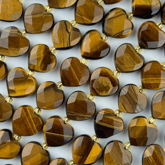 Tiger's Eye Faceted Heart Shape Beads (AAAA Quality)