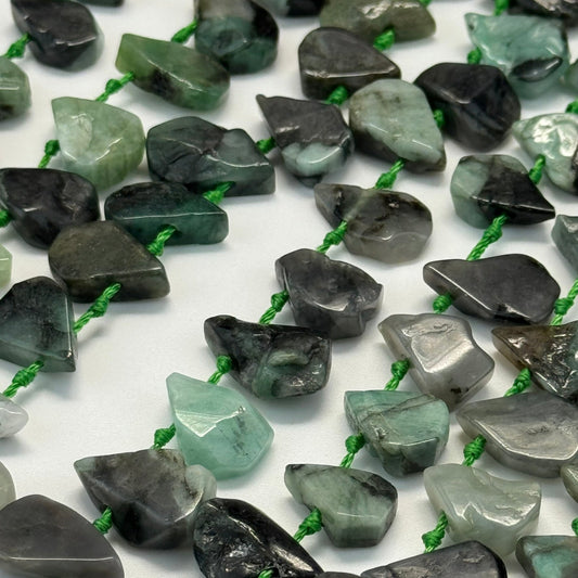 Emerald Precious Stone Beads - Pear Shape - Side Drill