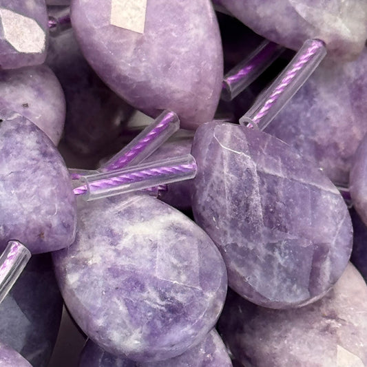 Faceted Purple Lepidolite Beads - Pear Shape Beads