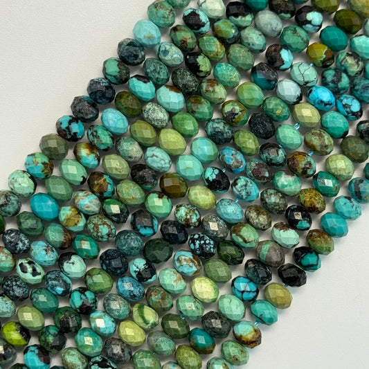 Turquoise Faceted Rondelle Beads - (AA Quality)