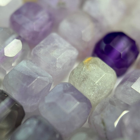 Lavender Amethyst Faceted Square Beads