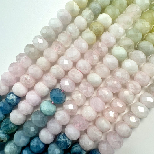 Aquamarine Morganite Faceted Rondelle Beads
