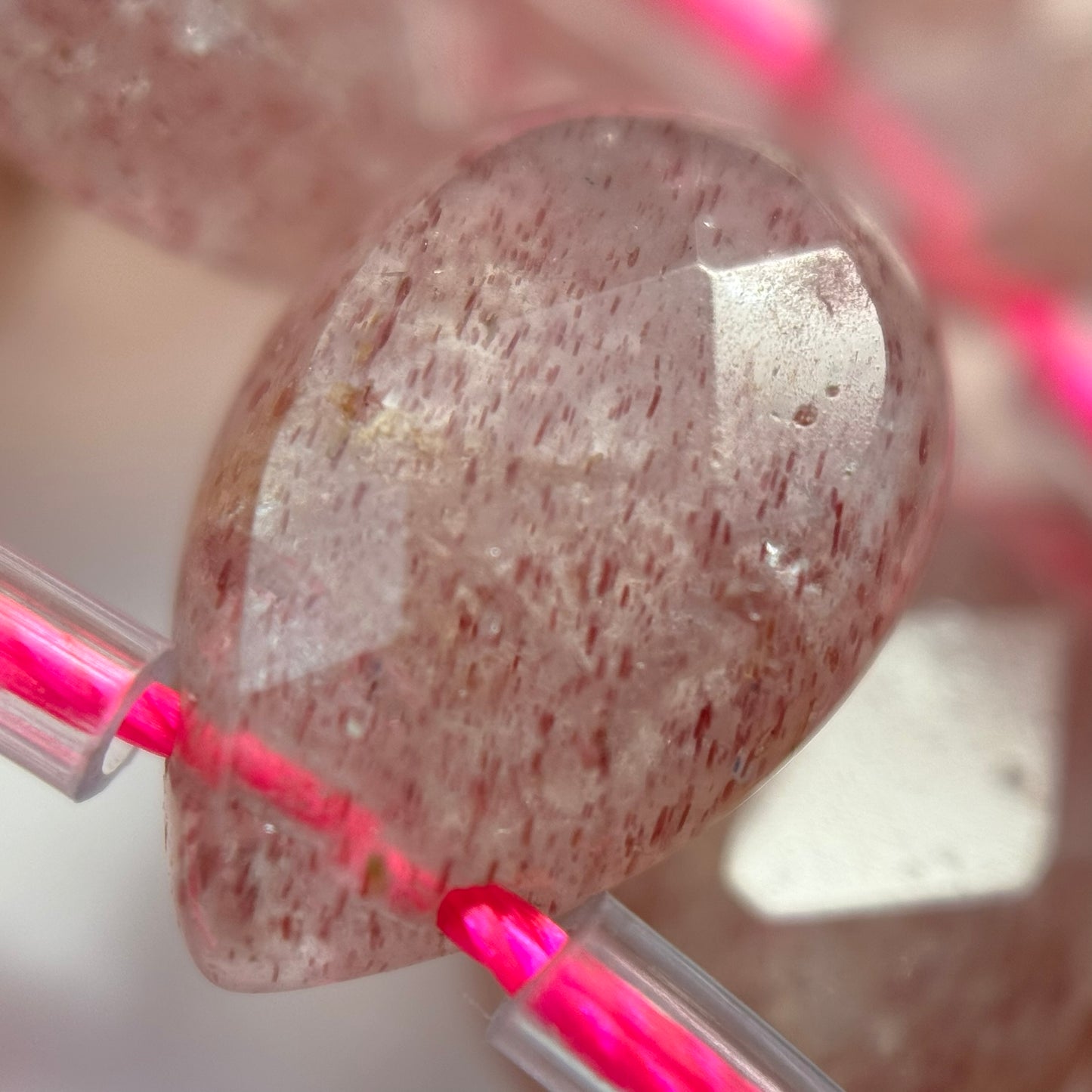 Strawberry Quartz Faceted Pear Shaped Beads image 8
