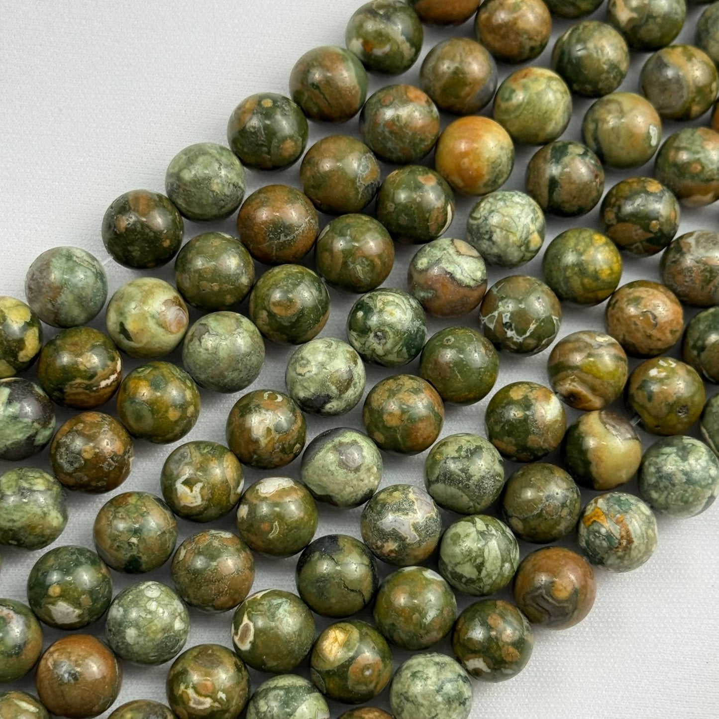 Green Rainforest Jasper Polished Round Beads image 7