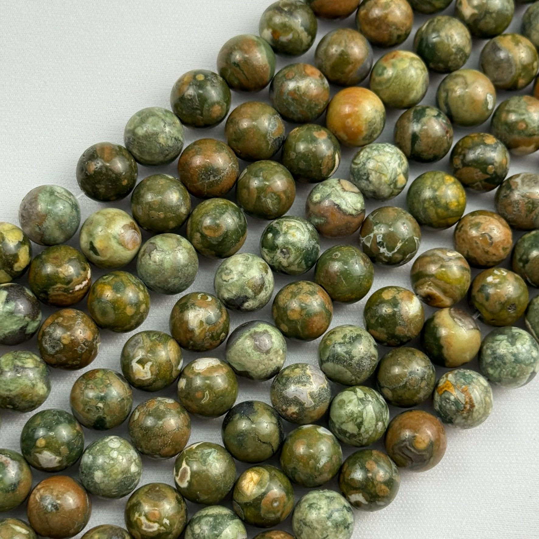 Green Rainforest Jasper Polished Round Beads image 7